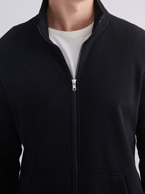 Dik Yaka Erkek Fermuarl? Sweatshirt