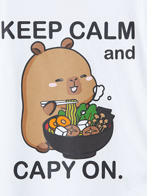 Bisiklet Yaka Capyfun Bask?l? K?z ?ocuk Ti??rt