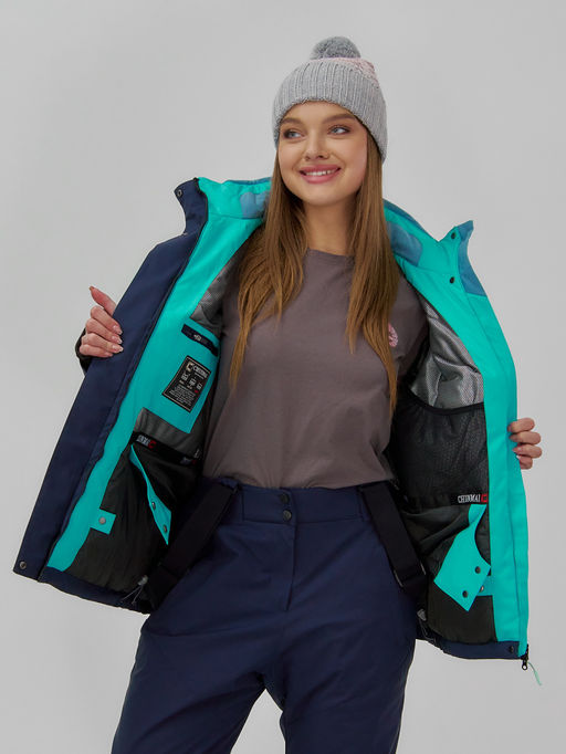 Горнолыжный костюм женский зимний бирюзового цвета 0707Br - Chunmai фото 18