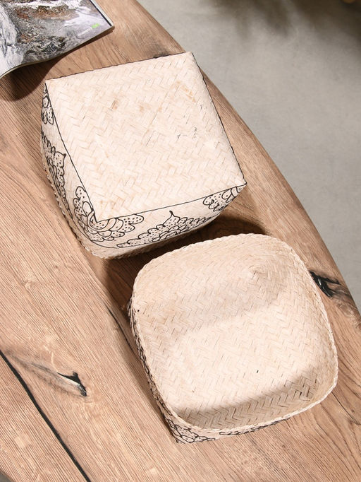 Корзинка плетёная «Бонтанг», 19×19×14 см, бамбук, светлая