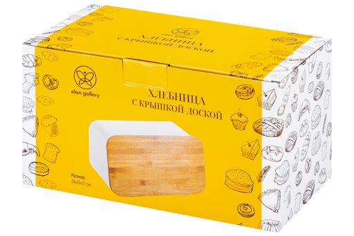 Хлебница 34*19*17 см Белая с бамбуковой крышкой-доской - Elan gallery фото 22