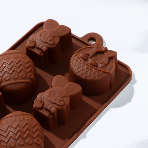 Форма для шоколада Доляна Зайки, силикон, 20.7?10.6?3 см, 8 ячеек, коричневая  фото 2