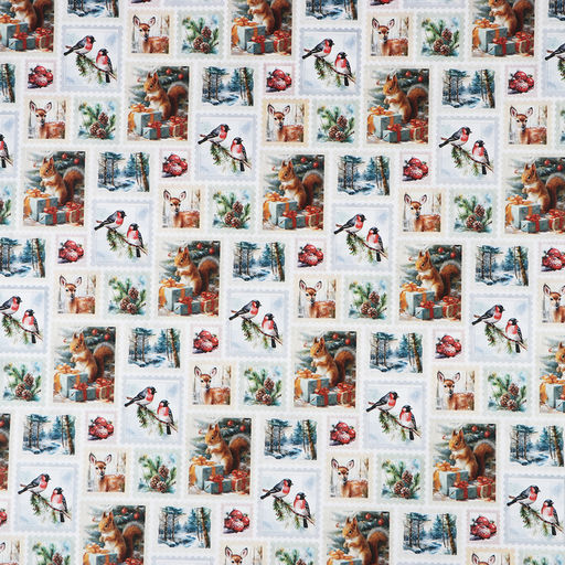 Цена за 10 шт. Упаковочная бумага на новый год, двухсторонняя крафтовая «Новогодние марки», 70×100 см