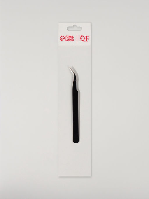 Пинцет для наращивания ресниц, загнутый, 12 см, чёрный