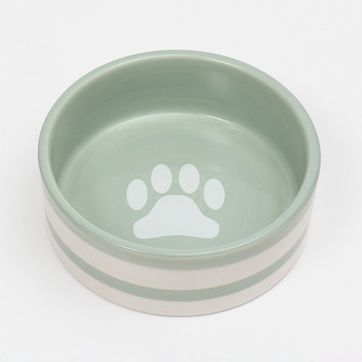 Миска керамическая След 300 мл 12,5 x 4,5 cм, серо-зелёная в белую полоску - Пижон фото 3