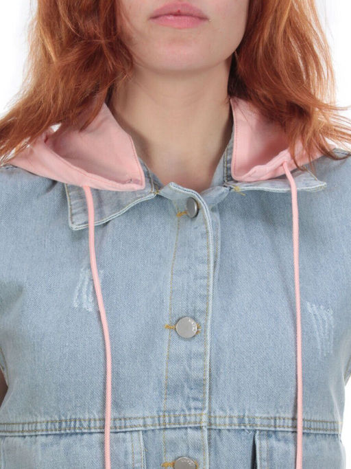 801 BLUE/PINK Джинсовый жилет женский (100% хлопок) - Фабричный китай фото 10