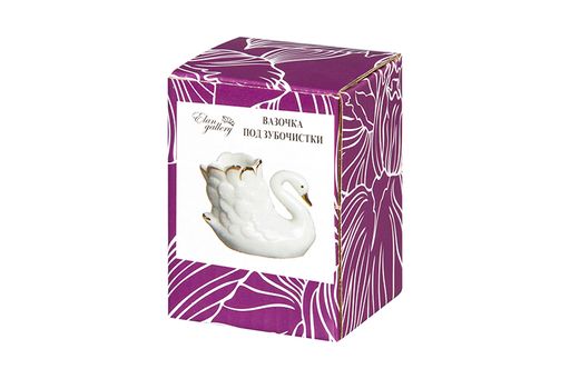 Вазочка п/зубоч. 7*3,5*5,5 см 25 мл Лебедь белая, золото - Elan gallery фото 5