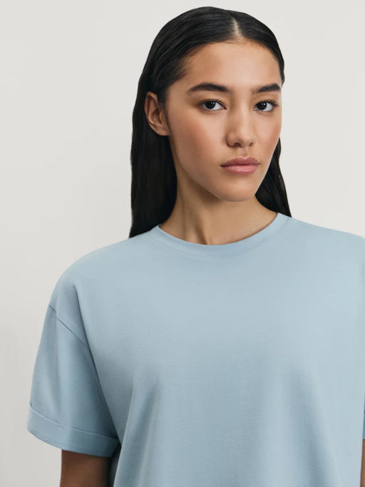 Футболка из хлопка с вышивкой на рукаве / Zarina  фото 7