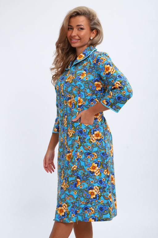 Халат женский из фланели Маша макси цветы