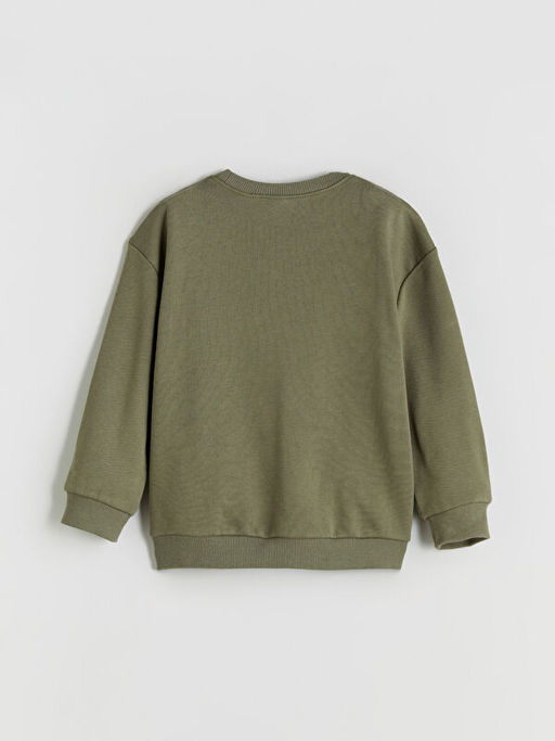 Bisiklet Yaka Dinozor Bask?l? Erkek ?ocuk Sweatshirt