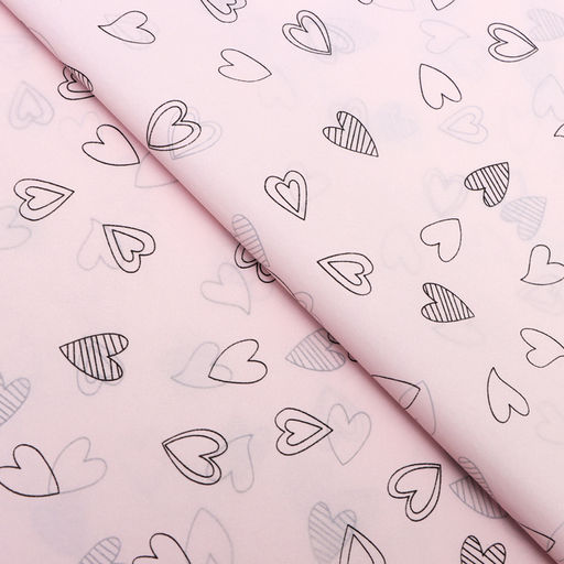 Цена за 10 шт. Бумага упаковочная тишью, Сердечки, 50 см ? 70 см 17 грамм, розовая