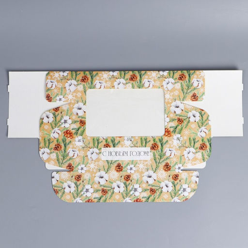 Цена за 5 шт. Коробка для эклеров с вкладышами - 5 шт. «Эко Новый год», 25×15×7 см