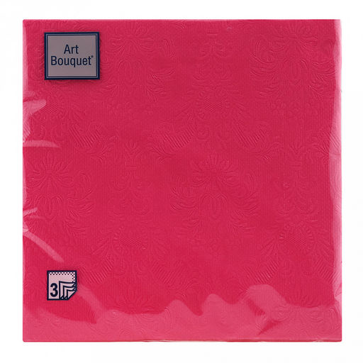 Салфетки бумажные "Art Bouquet" 33х33см, 3-х слойные, 16 штук в упаковке, 100% целлюлоза, " Барокко. Малиновый" (Россия)