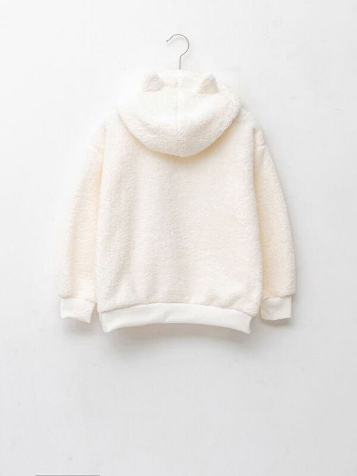 Kap??onlu Nak?? Detayl? Uzun Kollu Pel?? K?z ?ocuk Sweatshirt - Waikiki фото 2