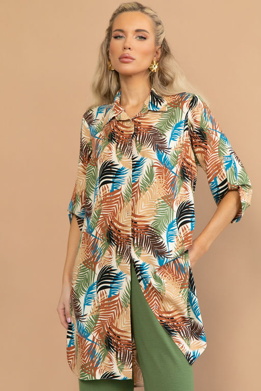 Рубашка Леона (листья/беж) - Эльза фото 9