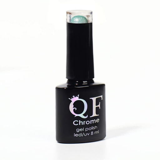 Гель лак для ногтей, CHROME, шиммерный, 3-х фазный, 8мл, LED/UV, цвет зелёный (023) - Queen fair фото 10