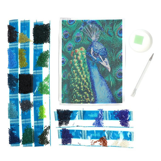 Алмазная мозаика с полным заполнением на холсте «Павлин», 15×21 см