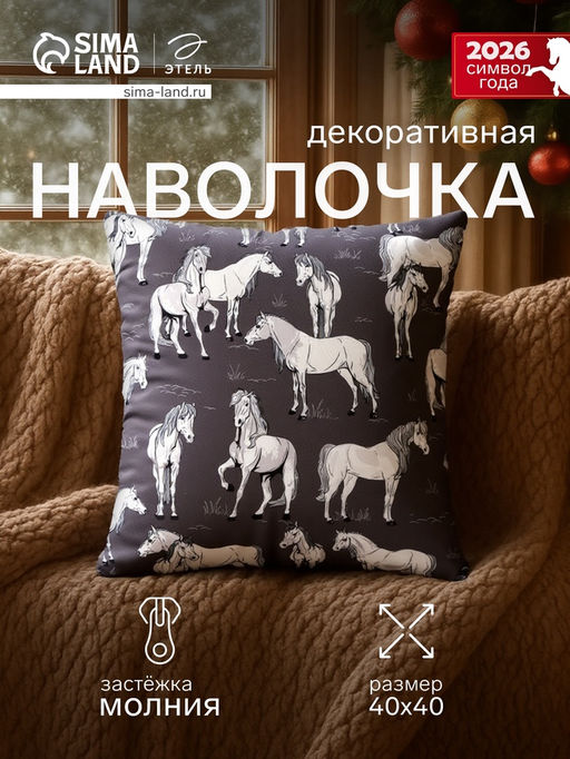 Наволочка декоративная Этель. Black&White, 40?40 см, велюр
