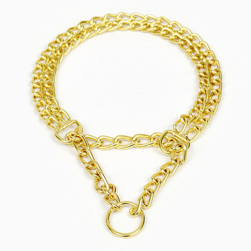 Ошейник - полуудавка металлический двухрядный, 40 см, толщина проволоки 2 мм, золотистый - Пижон фото 3