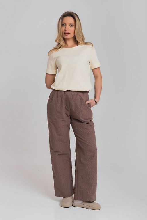 Брюки свободного кроя М325264кг какао/горчица
