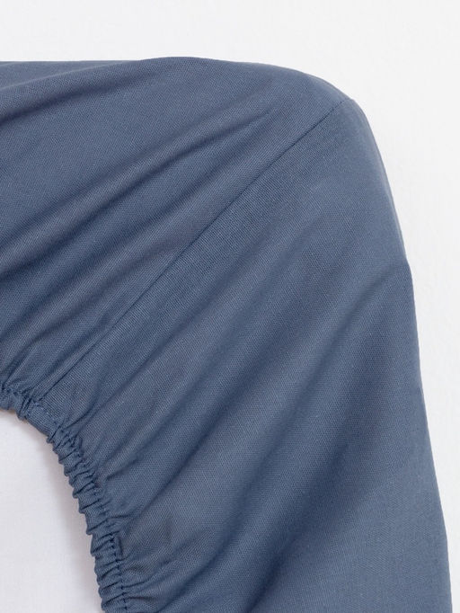 Простыня на резинке Этель 160х200х25, цвет синий, 100% хлопок, бязь 125г/м2  фото 9