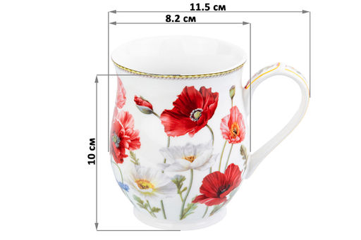 Кружка 350 мл 11,5*8,2*10 см Маки бочонок, NEW BONE CHINA - Elan gallery фото 3