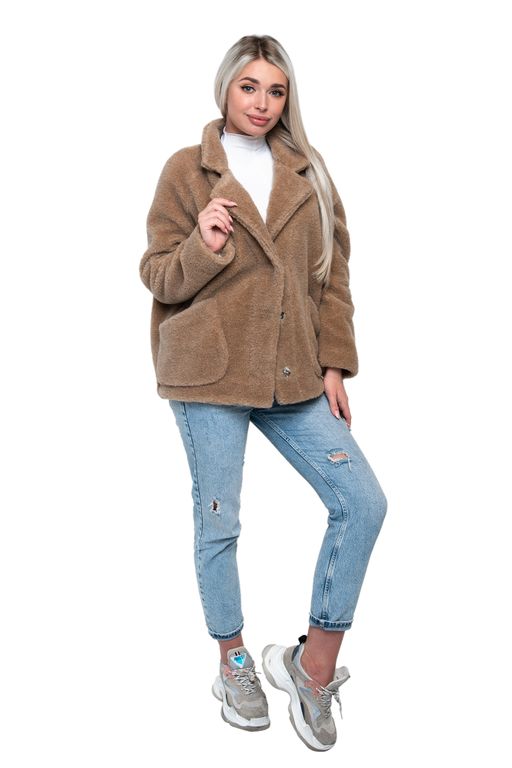 Пальто стильное из верблюжьей шерсти SHORT BARREL, цвет Camel, цвет КОРИЧНЕВЫЙ