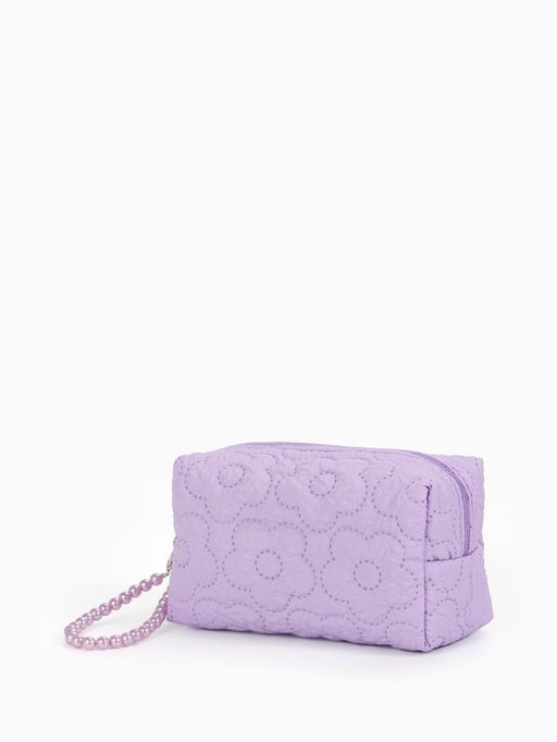 Косметичка женская «Цветочек», ручка из бусин, сиреневая