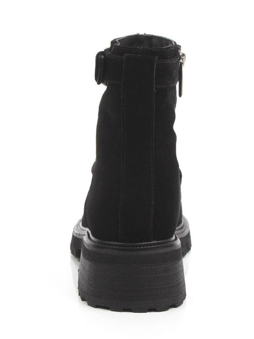 01-A51-4B BLACK Ботинки демисезонные женские (натуральная замша, байка)