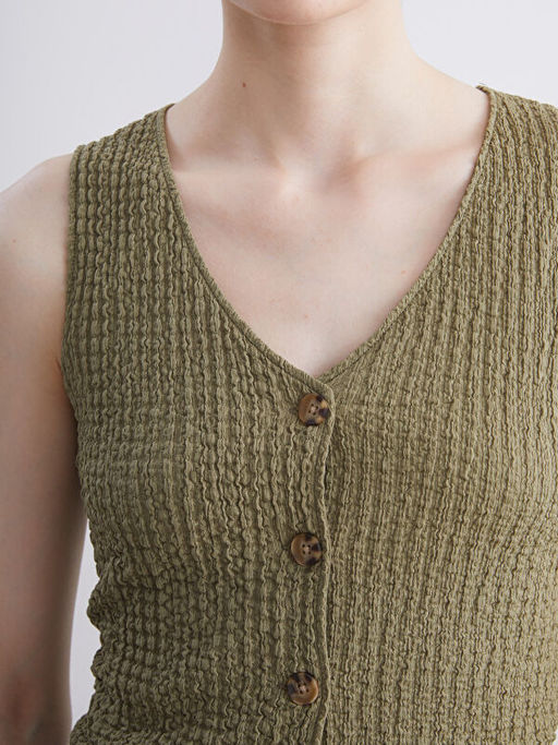 V Yaka Dokulu Kad?n Yelek