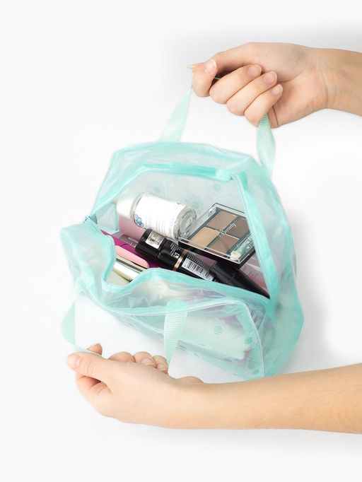 Цена за 2 шт. Косметичка- сумочка на молнии для бассейна, с ручками, с рисунком, мятно-зелёная