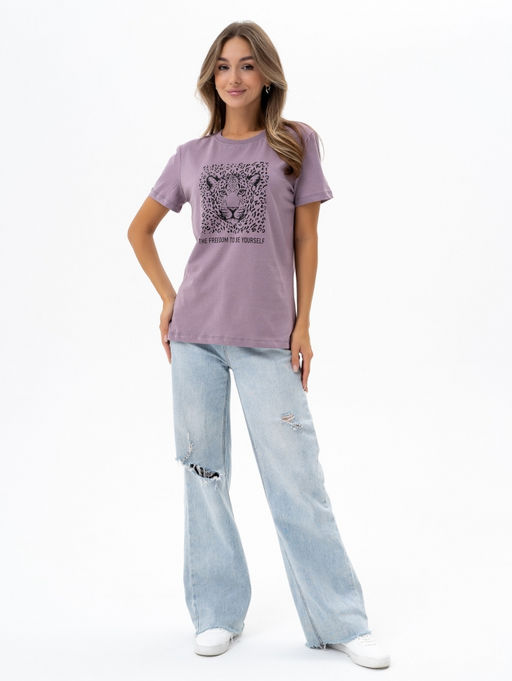 Футболка хлопок 100%,серо-лавандовая - Binita фото 5