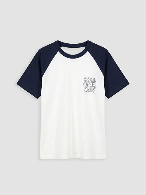 Bisiklet Yaka Reglan Kollu Bask?l? Erkek ?ocuk Ti??rt