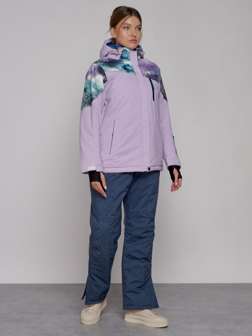 Горнолыжная куртка женская зимняя великан фиолетового цвета 2263F - Chunmai фото 10