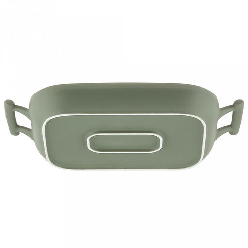 Форма для запекания керамическая "Модерн" 500мл, 21,5х18х3см, гриль, прямоугольная, 2 ручки, общая длина 27,3см, зеленый, в коробке (Китай)