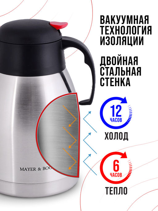 31444 Термос нерж. 2л мет/колба MB (х12) - Mayer&boch фото 9