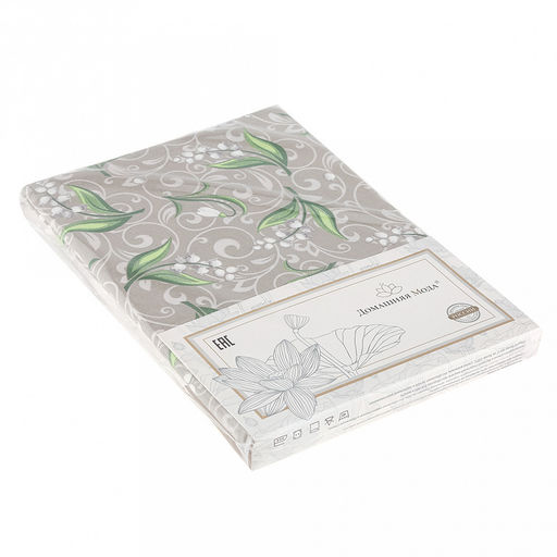 Скатерть 220х145см "Ландыши", длина стола до 180см, на 8-10 персон, рогожка 171г/м2, хлопок 100%, упаковка классическая 28х41см, "Домашняя мода" (Россия)