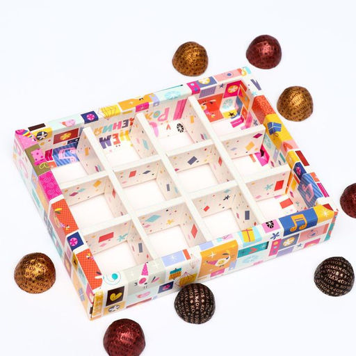 Цена за 5 шт. Коробка для конфет, 12 шт., «С днем рождения», 19×15×3.6 см