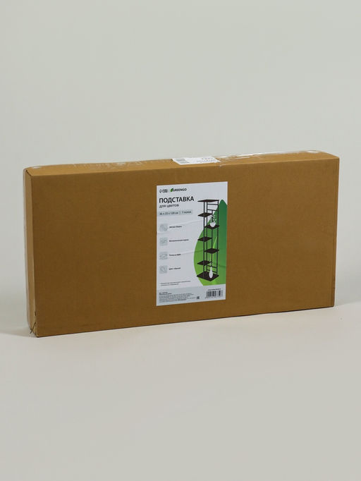 Подставка для цветов Greengo, 7 полок, 36×23×120 см, напольная, каркас металл, полки МДФ, чёрная