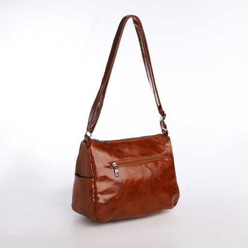 Сумка женская на одно плечо, на молнии, цвет коричневый - Simaland фото 2