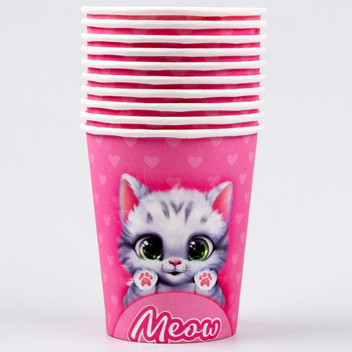 Цена за 40 шт. Стакан бумажный Котик, 250 мл - Страна карнавалия фото 2