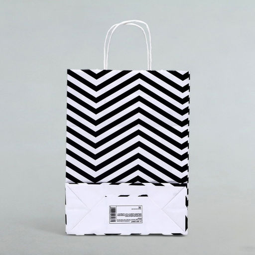 Цена за 10 шт. Пакет крафт, белый, «Зиг-заг», 24 х 10.5 х 32 см, 1 шт