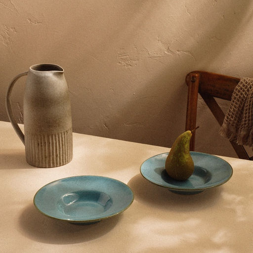 Тарелки для пасты SL Home Аззура, 160 мл, d=21.8 см, набор 2 шт., фарфор, бирюзовые