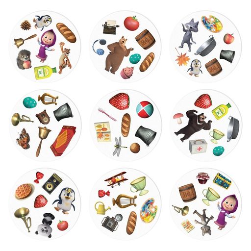 Карточная игра на скорость и реакцию Дуббль. Смотри-хватай, 55 карт, 5+, Маша и Медведь  фото 2