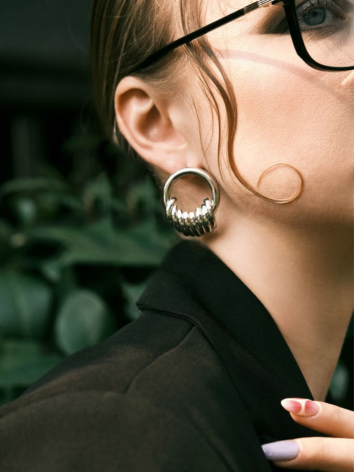 Серьги металл Кольца тренд, цвет золото - Qf фото 5