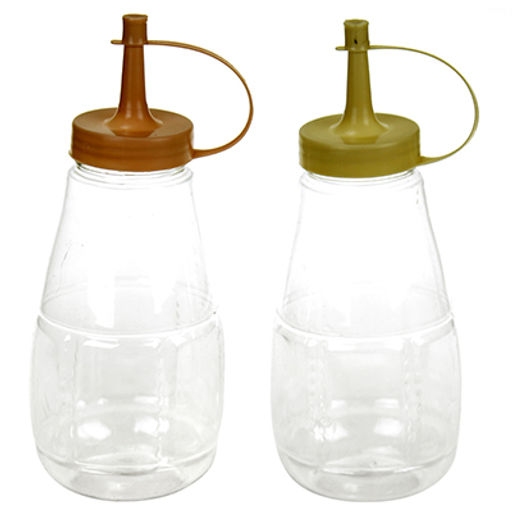 Бутылка для масла и соуса пластмассовая 300мл, д6,5см h16,5см, прозрачная, набор 2 штуки (Китай)