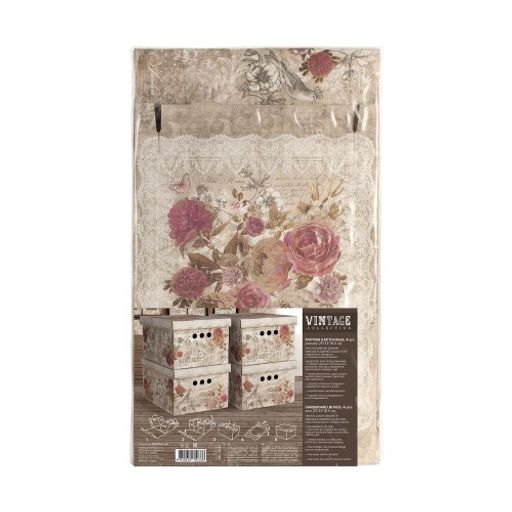Короб картонный, складной, малый, 25*33*18.5 см, набор 4 шт., VINTAGE FLOWERS, шт - Valiant фото 2