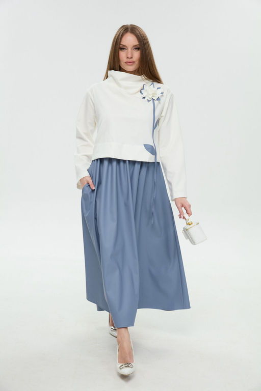 Платье NIKVA н924-14 молоко и голубой  фото 5