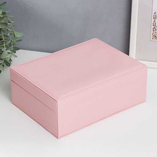 Шкатулка кожзам для украшений Бледно-розовая матовая 9х23х17 см - Simaland фото 17