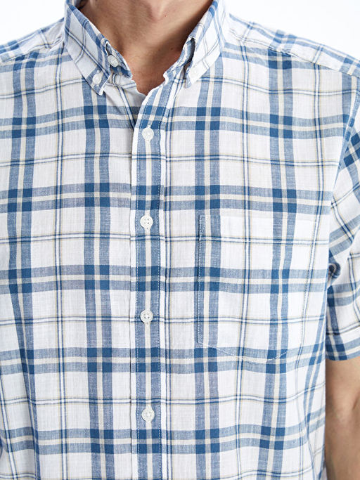 Regular Fit K?sa Kollu Ekose Erkek G?mlek